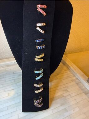 Gold-Tone Turquoise Crystal CC Hoop Earrings - Women Jewelry